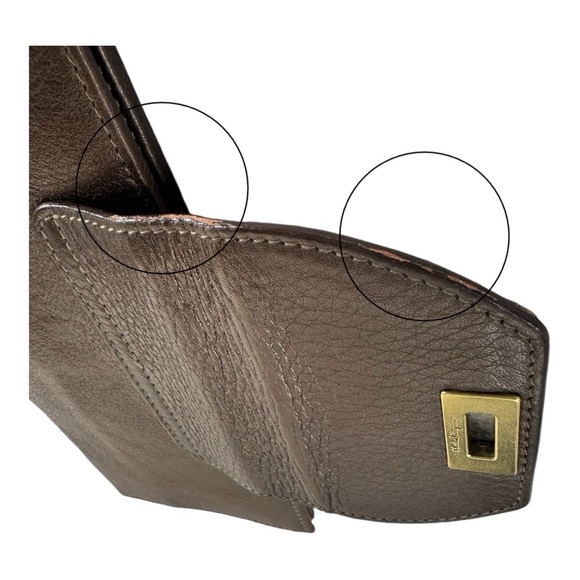 Salvatore Ferragamo Gancini Brown Leather Bifold Wallet - Picture 13 of 15